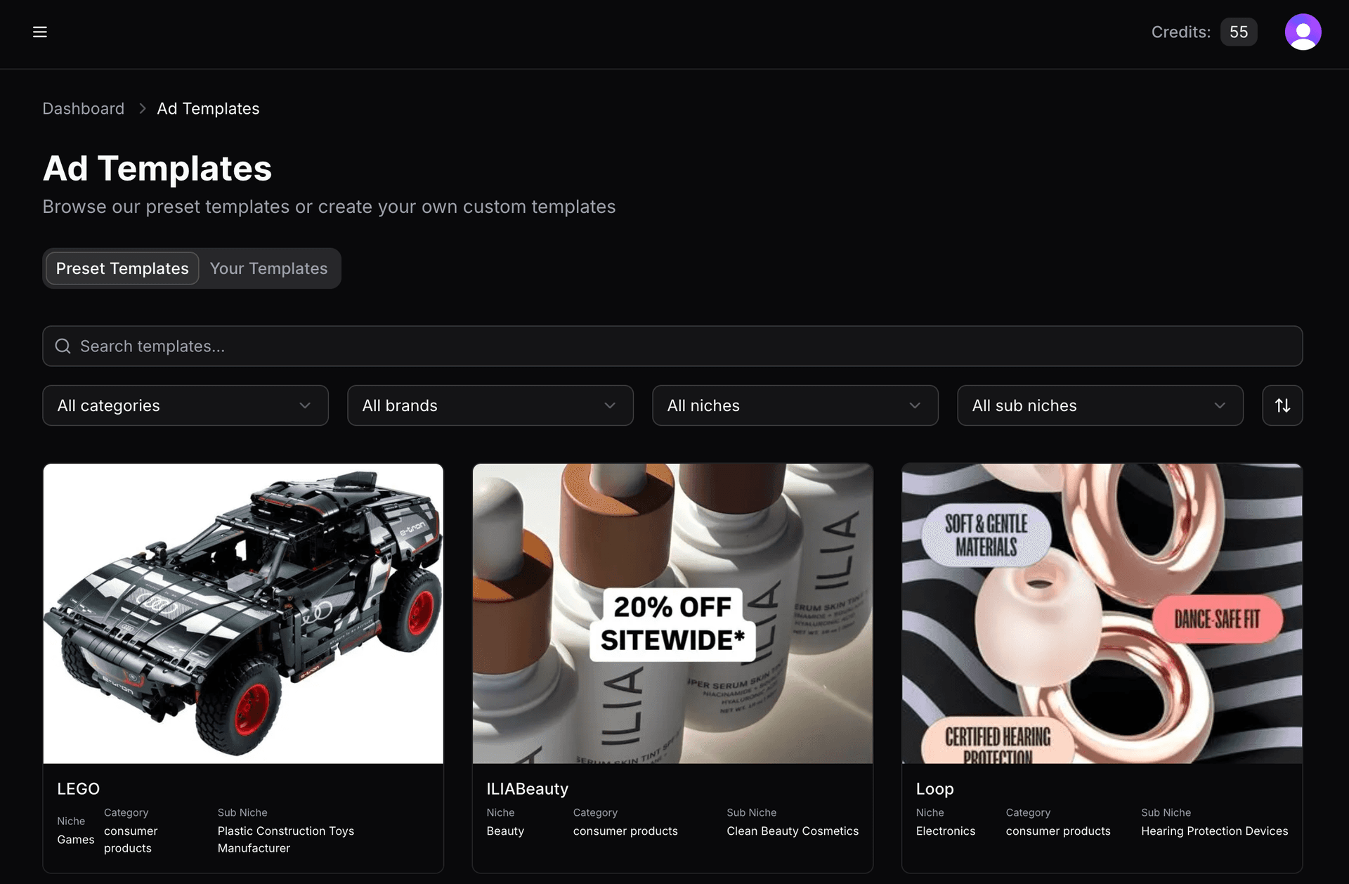 Choose from 2600+ proven ad templates